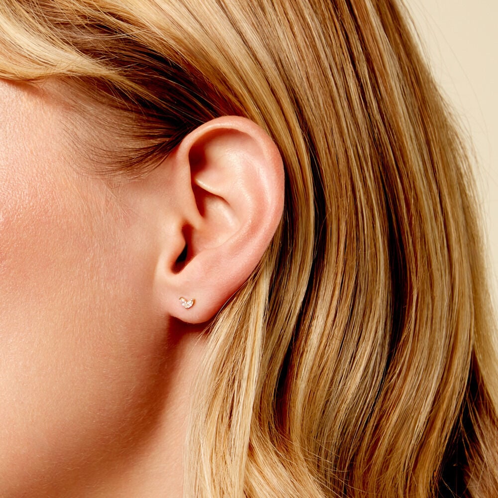 Boucles D'Oreilles Puces Solvej Or Jaune Oxyde De Zirconium - Puces Femme | Marc Orian