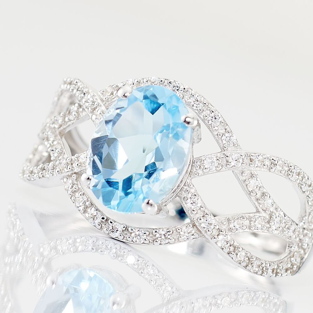 Bague Tina Or Blanc Topaze Et Oxyde De Zirconium - Bagues pierres fines Femme | Marc Orian