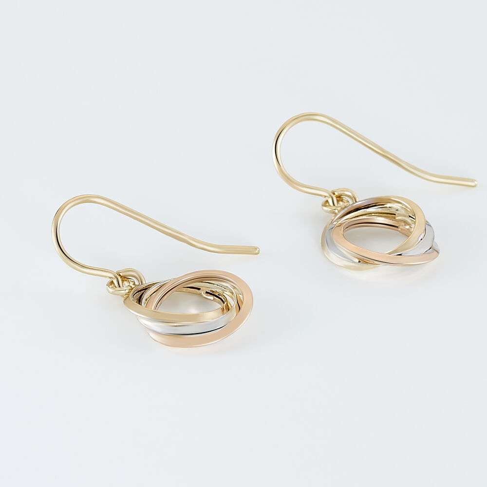 Boucles D'oreilles Pendantes Berangere Triple Cercles Or Tricolore - Pendantes Femme | Marc Orian