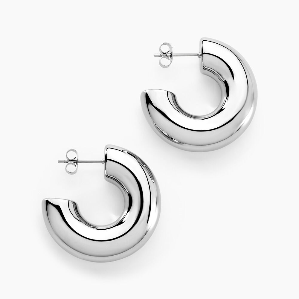 Créoles Letty Acier Blanc Sans Pierre - Créoles Femme | Marc Orian