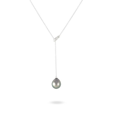 Collier Perrine Or Blanc Perle De Culture De Tahiti Et Diamant - Colliers Femme | Marc Orian