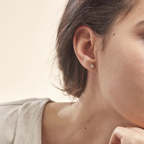 Boucles D'oreilles Puces Elais Etoile 0 Or Jaune Strass - Clous d'oreilles Femme | Marc Orian