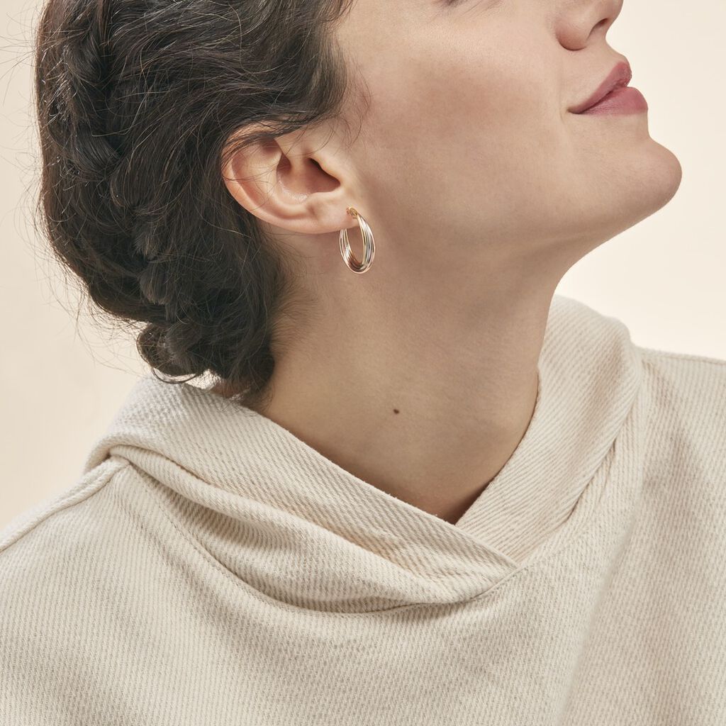 Créoles Tanya Or Tricolore - Boucles d'oreilles Créoles Femme | Marc Orian