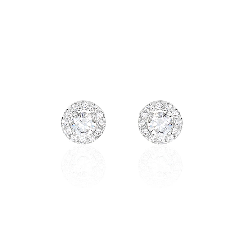 Boucles D'oreilles Puces Rosalie Or Blanc Oxyde De Zirconium - Puces Femme | Marc Orian