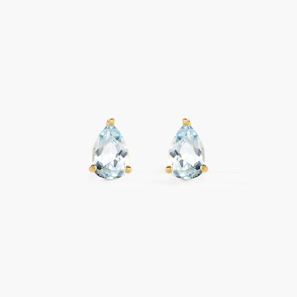 Boucles D'oreilles Puces Goutte Or Jaune Topaze - Puces Femme | Marc Orian