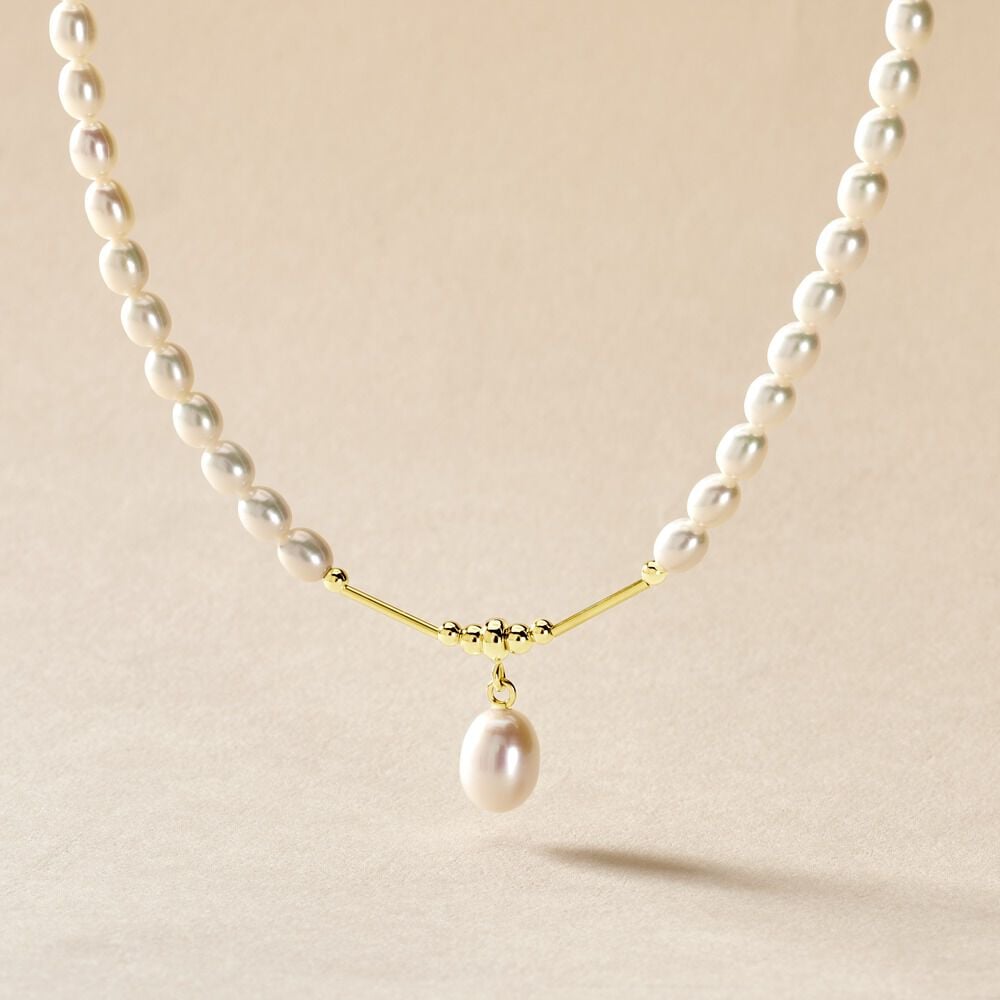 Collier Stella-rose Or Jaune Perle De Culture - Colliers avec pierres Femme | Marc Orian