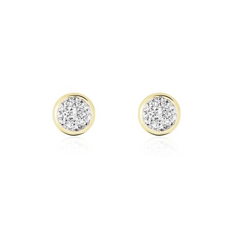 Boucles D'oreilles Puces Edmee Cercle 0 Or Jaune Strass - Clous d'oreilles Femme | Marc Orian