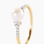 Bague Lonny Or Jaune Perle De Culture Et Oxyde De Zirconium - Parures de mariage Femme | Marc Orian