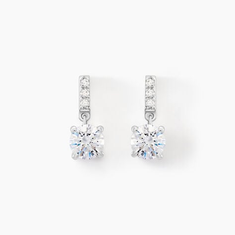 Boucles D'oreilles Pendantes Paciane Or Blanc Oxyde De Zirconium - Pendantes Femme | Marc Orian