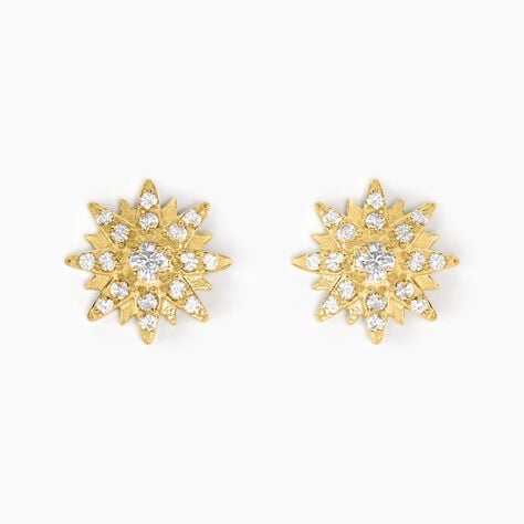Boucles D'oreilles Puces Aurore Acier Jaune Oxyde De Zirconium - Puces Femme | Marc Orian