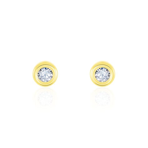 Boucles D'oreilles Puces Eden Serti Pneu Or Jaune Oxyde De Zirconium - Puces Femme | Marc Orian
