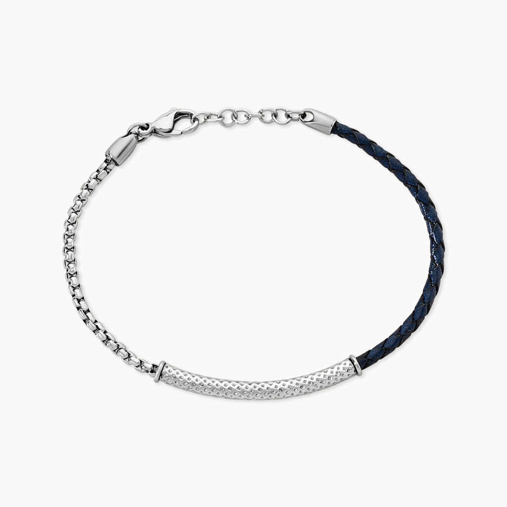 Bracelet Cuir De Vache Bleu - Bracelets cuir Homme | Marc Orian