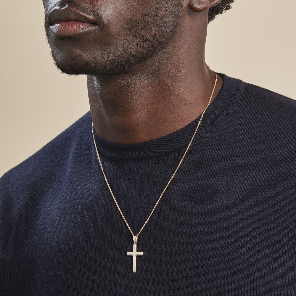 Pendentif Benny Croix Ciselee Or Bicolore - Pendentifs Famille | Marc Orian