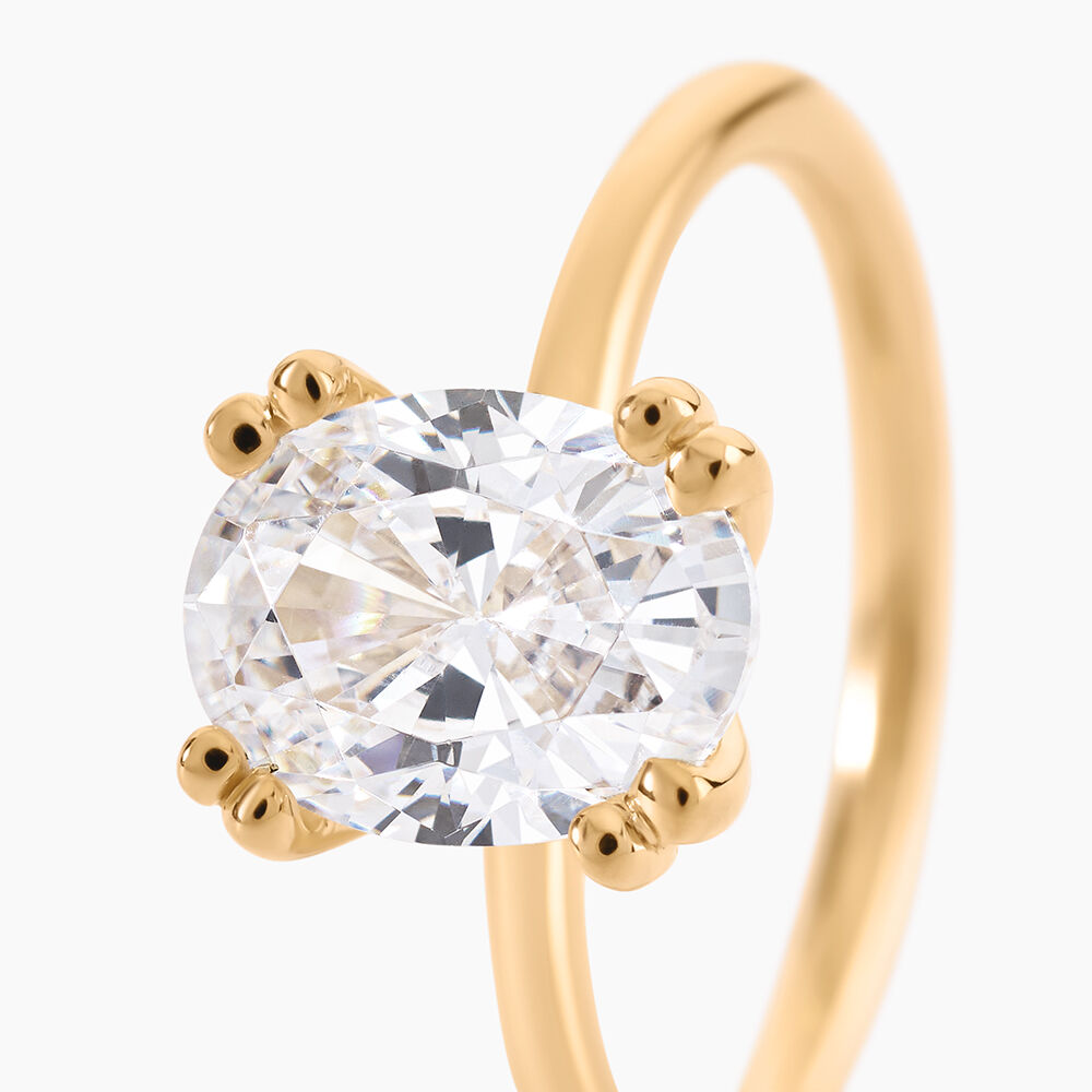 Bague Solitaire Liber Plaqu&eacute; Or Jaune Oxyde De Zirconium - Bijoux fantaisie Femme | Marc Orian