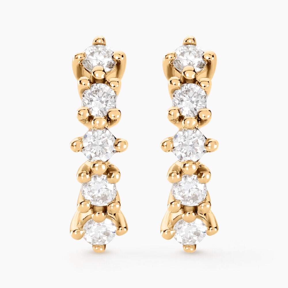 Boucles D'oreilles Puces Matleena Or Jaune Diamant Synth&eacute;tique - Boucles d'oreilles mariage Femme | Marc Orian