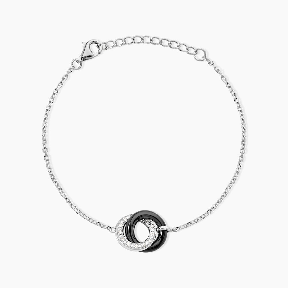 Bracelet Dina Argent Blanc C&eacute;ramique Et Oxyde De Zirconium - Bracelets Anneaux Entrelaces Femme | Marc Orian