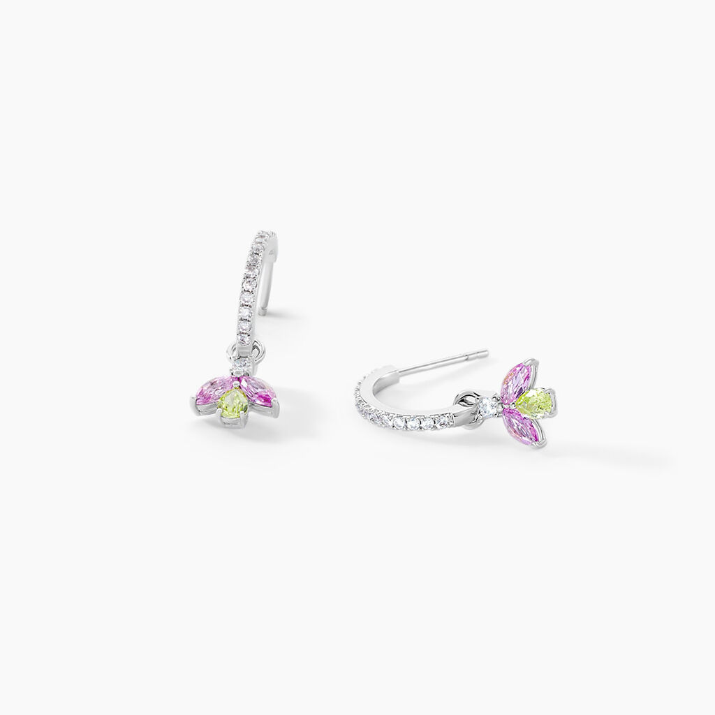 Cr&eacute;oles  Evasion Argent Blanc Pierre De Synthese Oxyde De Zirconium - Boucles d'oreilles pampille Femme | Marc Orian
