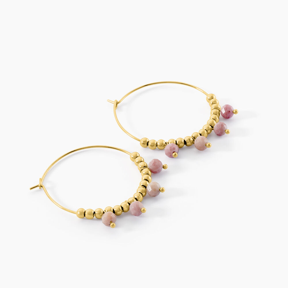 Créoles Acier Jaune Rhodochrosite - Créoles Femme | Marc Orian