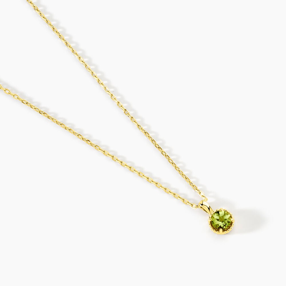Collier Argent Jaune 925/1000 Cercle P&eacute;ridot Vert Maille Forcat 42+3Cm - Colliers avec pierres Femme | Marc Orian
