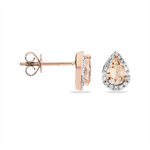 Boucles D'oreilles Puces Alice Or Rose Morganite Et Oxyde De Zirconium - Puces Femme | Marc Orian