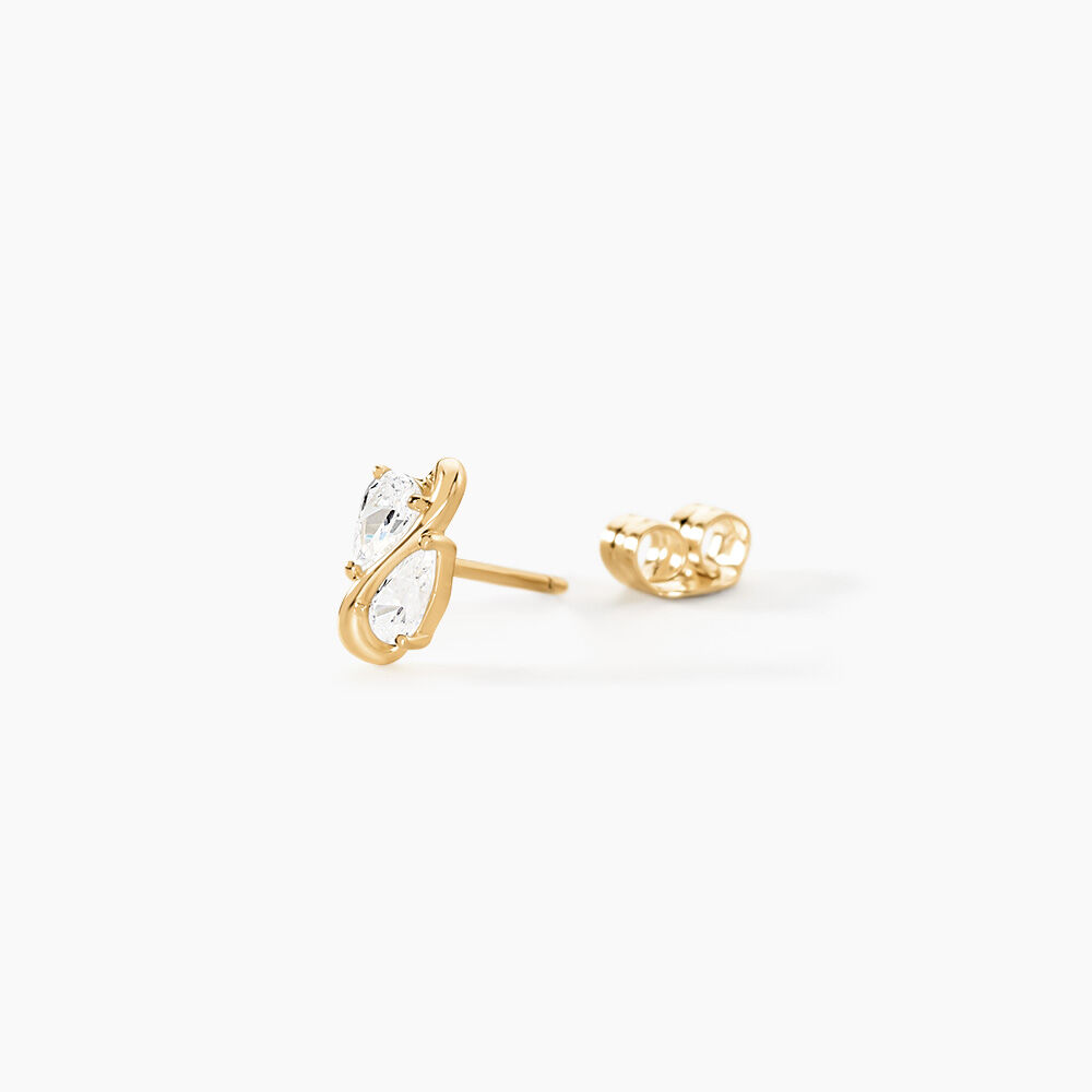 Boucles D'Oreilles Puces Meyrem Argent Dor&eacute; A L'Or 750/1000 Oxyde De Zirconium - Puces Femme | Marc Orian