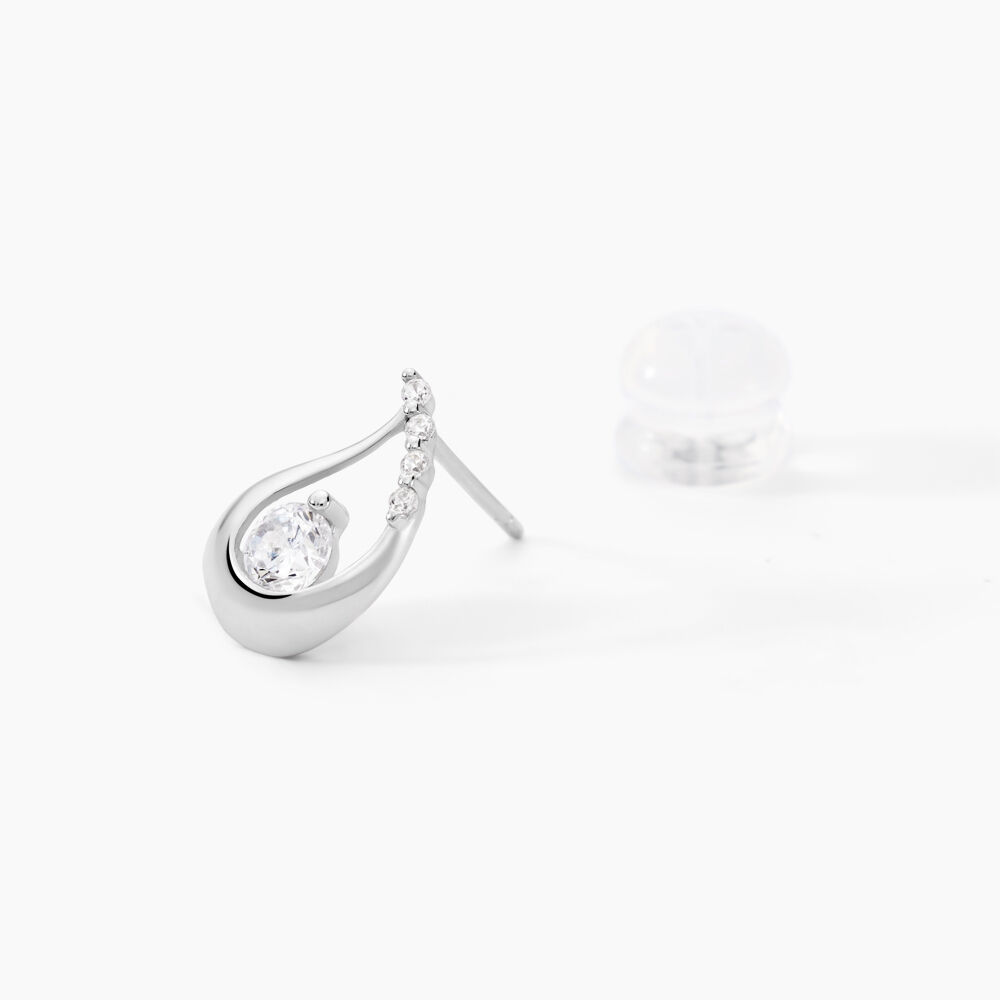 Boucles D'oreilles Puces Helie Goutte Or Blanc Oxyde De Zirconium - Puces Femme | Marc Orian
