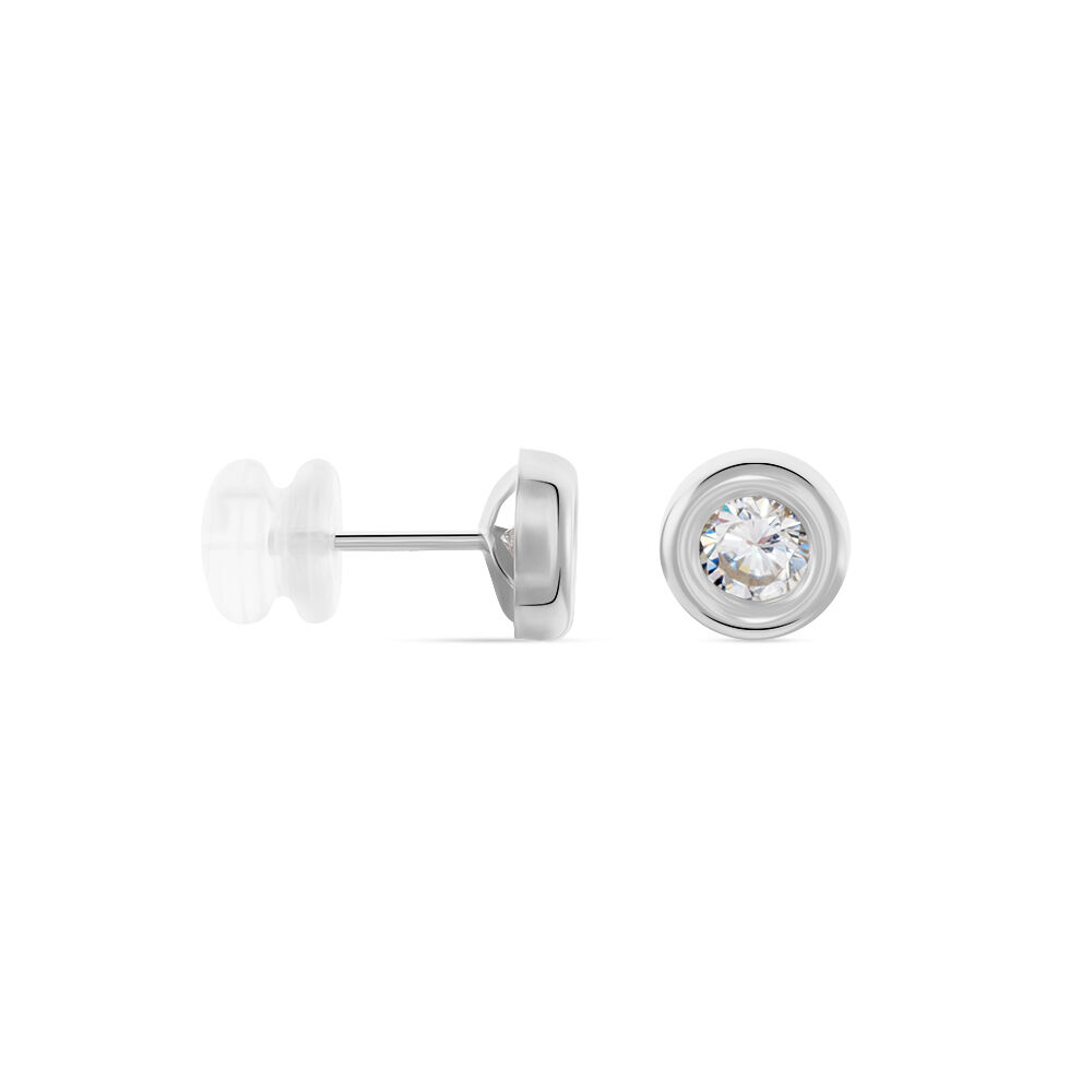 Boucles D'oreilles Puces Eden Serti Pneu Or Blanc Oxyde De Zirconium - Puces Femme | Marc Orian