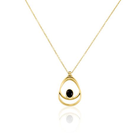 Collier Sautoir Acier Dor&eacute; Ruben Agate - Colliers avec pierres Femme | Marc Orian