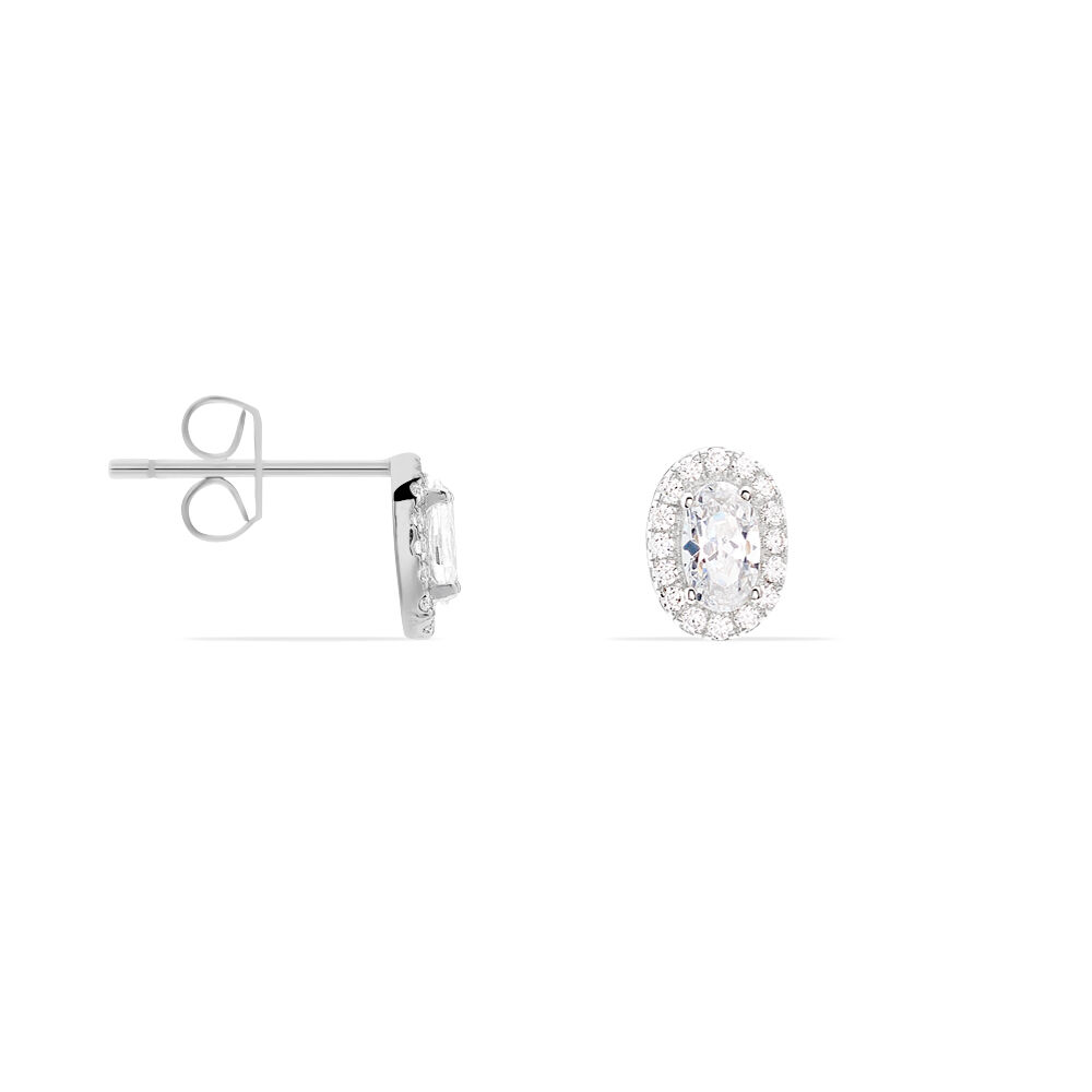 Boucles D'oreilles Puces Albertina Argent Blanc Oxyde De Zirconium - Puces Femme | Marc Orian