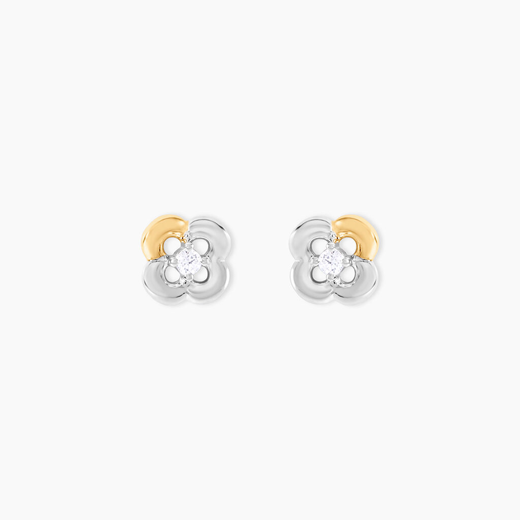 Boucles D'Oreilles Puces Or Jaune Argent Blanc Oxyde De Zirconium - Puces Femme | Marc Orian