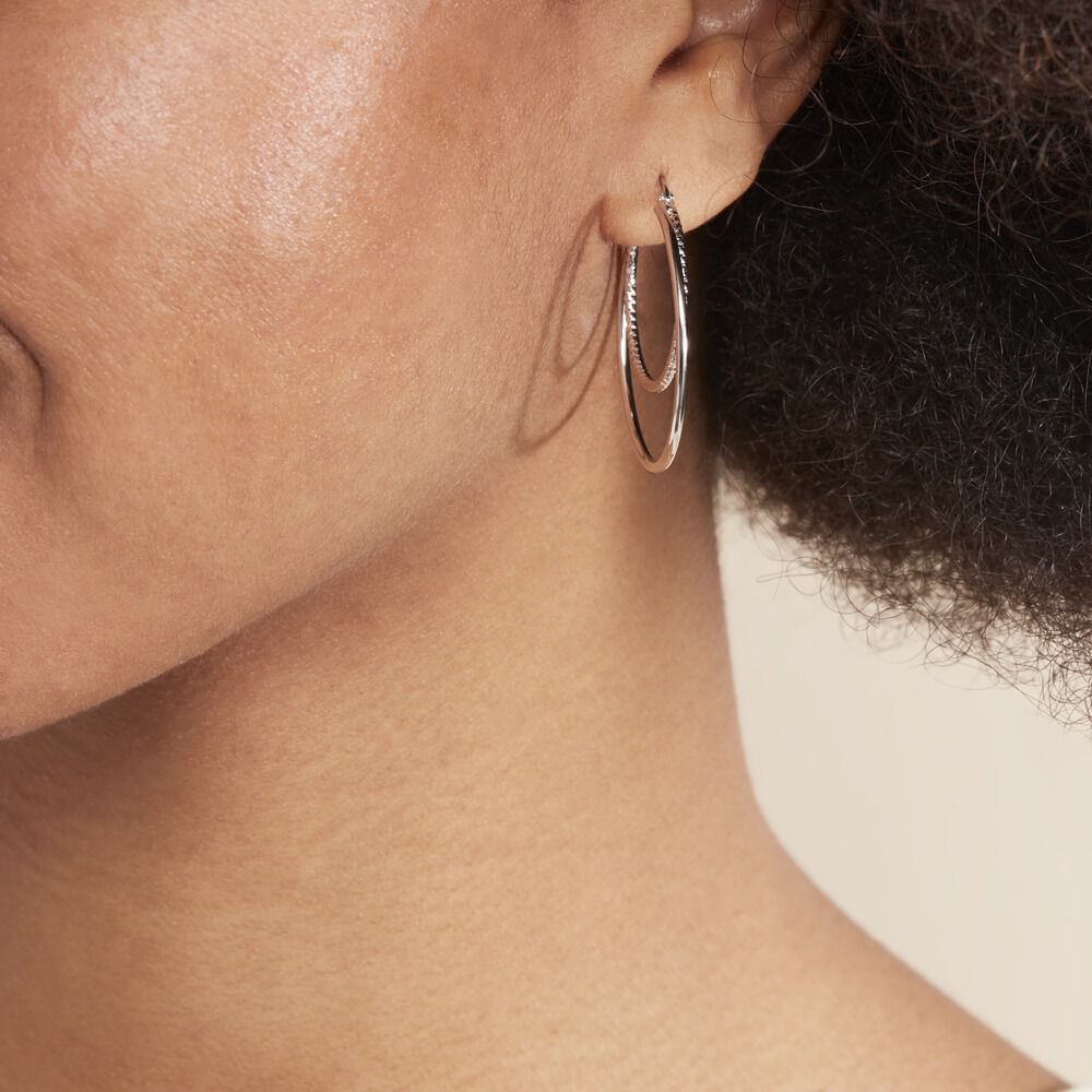 Créoles Argent Blanc Marjorie - Créoles Femme | Marc Orian