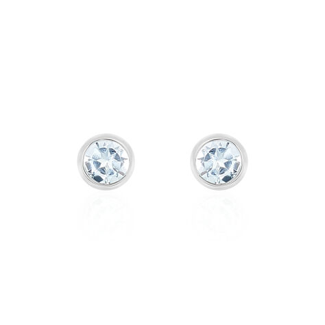 Boucles D'oreilles Puces Edy Serti Clos Or Blanc Topaze - Puces Femme | Marc Orian