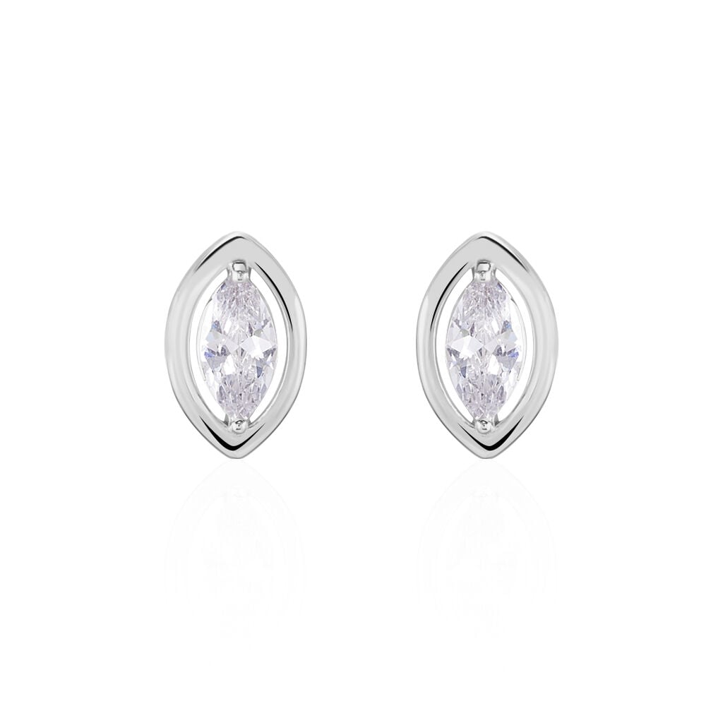Boucles D'oreilles Puces Arone Argent Blanc Oxyde De Zirconium - Pendantes Femme | Marc Orian