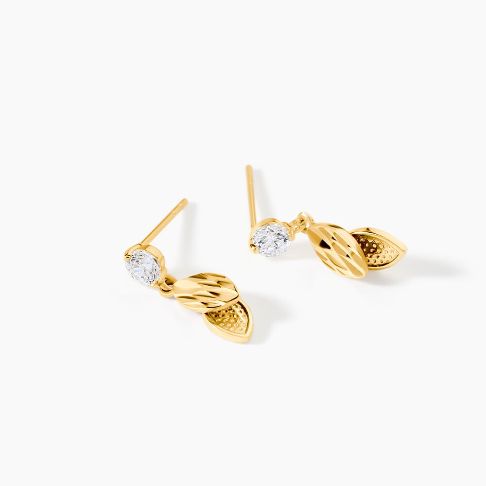 Boucles D'oreilles Pendantes Bartolomea Feuille Or Jaune Oxyde - Pendantes Femme | Marc Orian