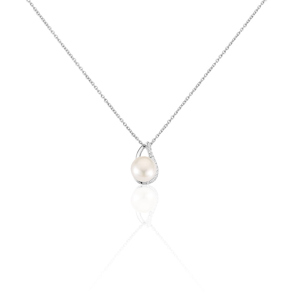 Collier Sasha Argent Blanc Perle De Culture Et Oxyde De Zirconium - Colliers avec pierres Femme | Marc Orian