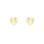 Boucles D'oreilles Puces Freddie Coeur Plein Or Jaune Oxyde De Zirconium - Puces Famille | Marc Orian