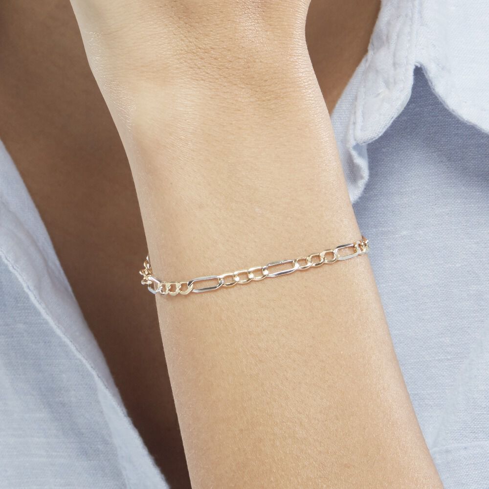 Bracelet Or Bicolore Maille Alternée 1/3 - Bracelets mailles Femme | Marc Orian
