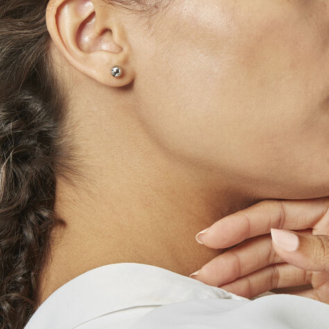 Boucles D'oreilles Puces Bilou Acier Blanc - Clous d'oreilles Femme | Marc Orian