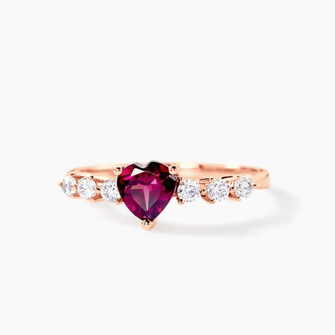 Bague Solitaire Accompagn&eacute; Or Rose Samanta Rhodolite - Bagues avec pierre Femme | Marc Orian