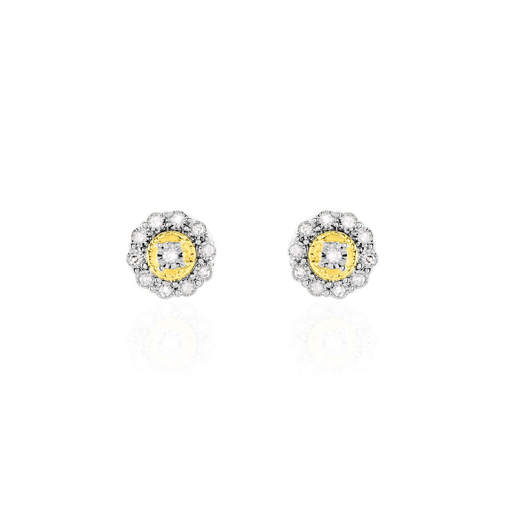 Boucles D'oreilles Puces Charletta Or Jaune Diamant - Puces Femme | Marc Orian