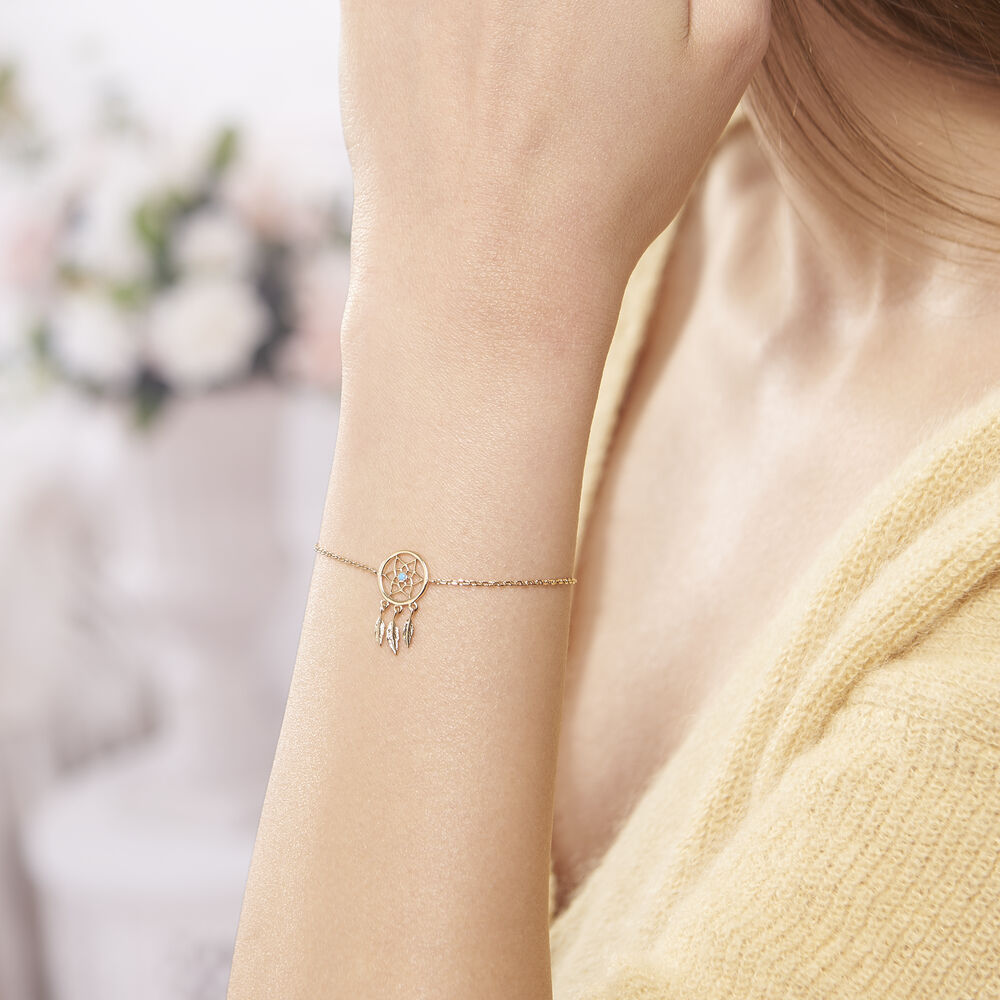 Bracelet Attrape Reves Plaque Or Jaune Pierre De Synthese - Bracelets fantaisie Femme | Marc Orian