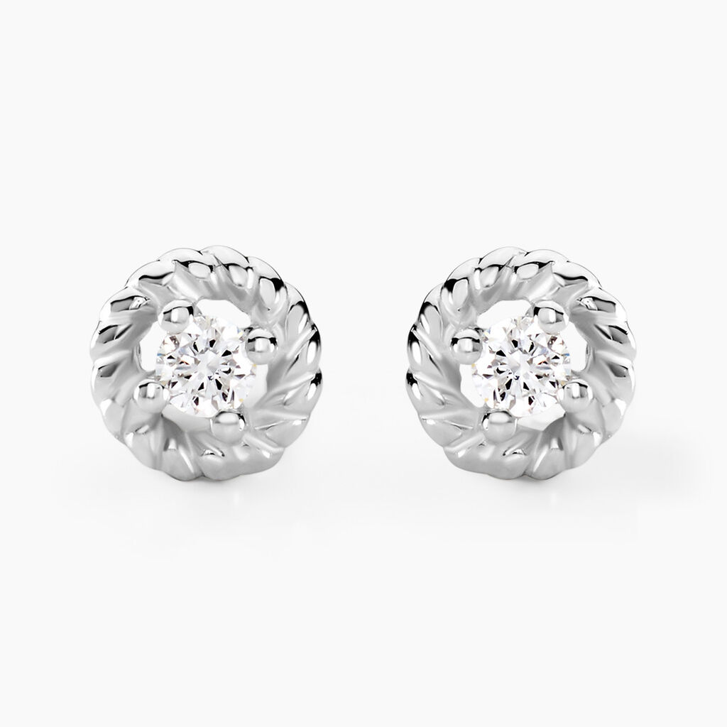 Boucles D'oreilles Puces Morissette Argent Blanc Diamant Synth&eacute;tique - Puces Femme | Marc Orian