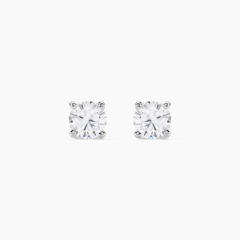 Boucles D'oreilles Puces 4 Griffes Or Blanc Diamant Synthetique - Boucles d'oreilles mariage Femme | Marc Orian