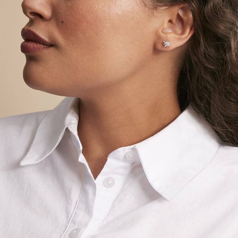 Boucles D'oreilles Puces Columba Argent Blanc Oxyde De Zirconium - Puces Femme | Marc Orian