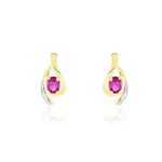 Boucles D'oreilles Puces Sagesse Or Jaune Rubis Et Diamant - Puces Femme | Marc Orian