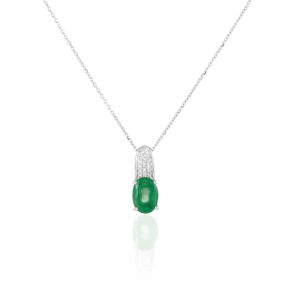 Collier Crista Or Blanc Emeraude Et Diamant - Colliers avec pierres Femme | Marc Orian
