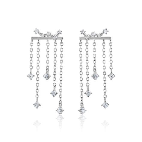 Boucles D'oreilles Pendantes Marsala Argent Blanc Oxyde De Zirconium - Pendantes Femme | Marc Orian