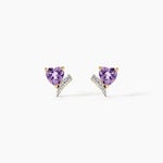 Boucles D'Oreilles Puces Eva Argent Dor&eacute; A L'Or 750/1000 Am&eacute;thyste Oxyde De Zirconium - Puces Femme | Marc Orian