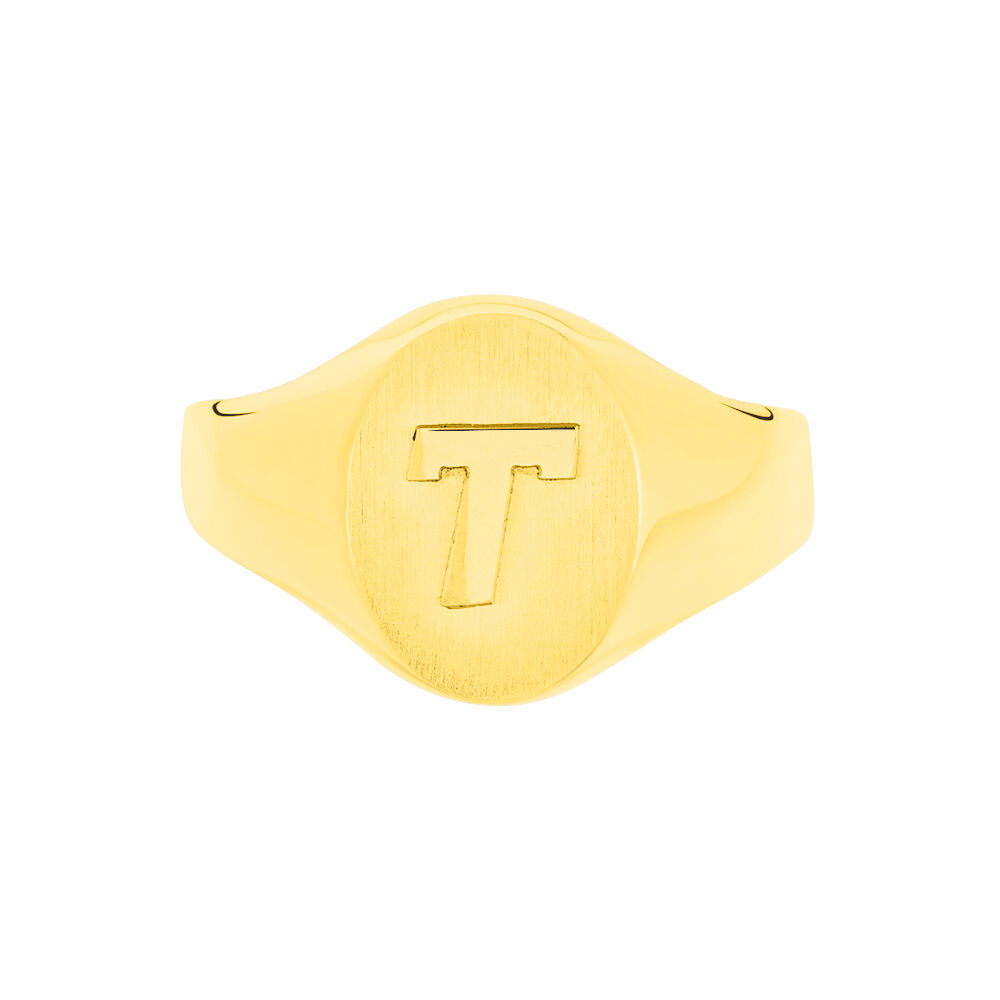Chevalière Ciril Ovale 1 Initiale Or Jaune - Chevalières Femme | Marc Orian