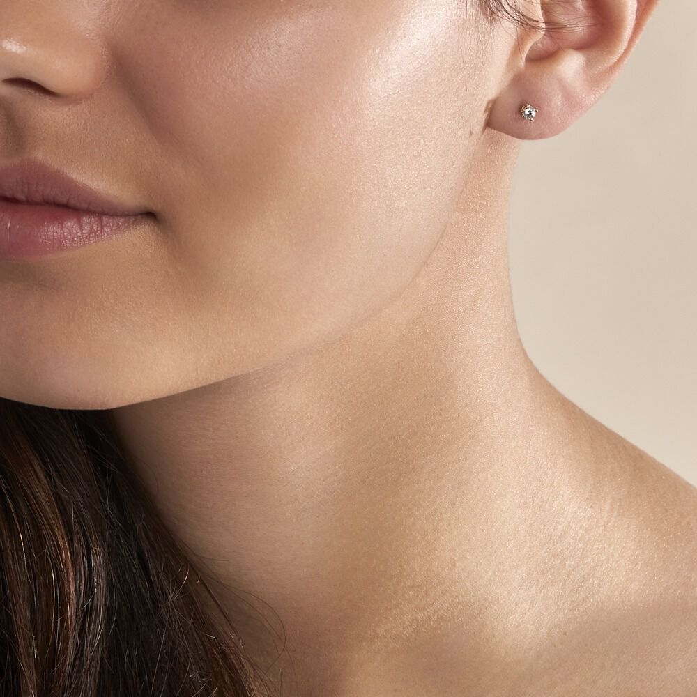 Boucles D'oreilles Puces Aphrodite Or Jaune Diamant - Puces Famille | Marc Orian
